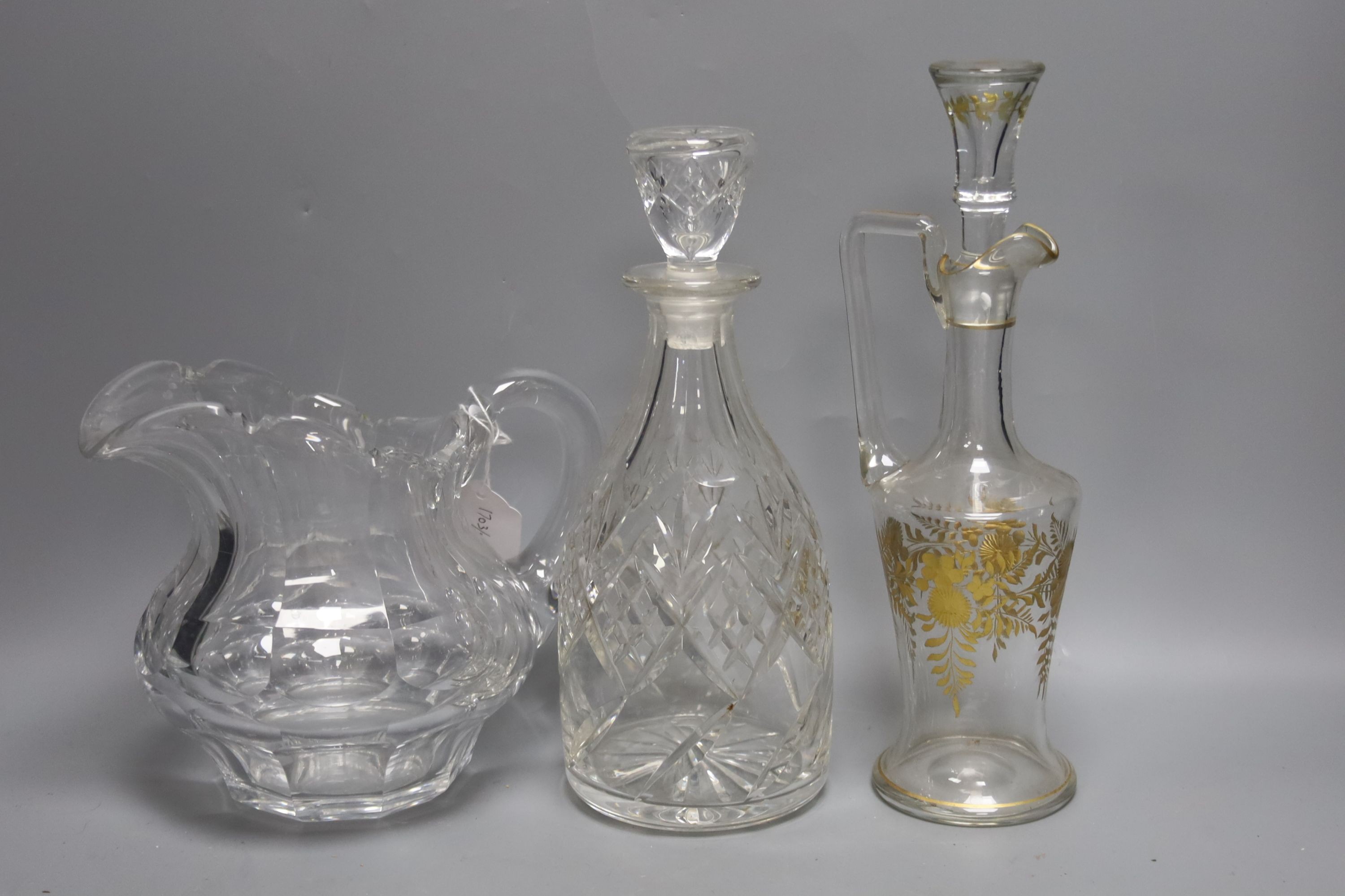 An amber glass scent bottle, 15cm and a collection of sundry glassware